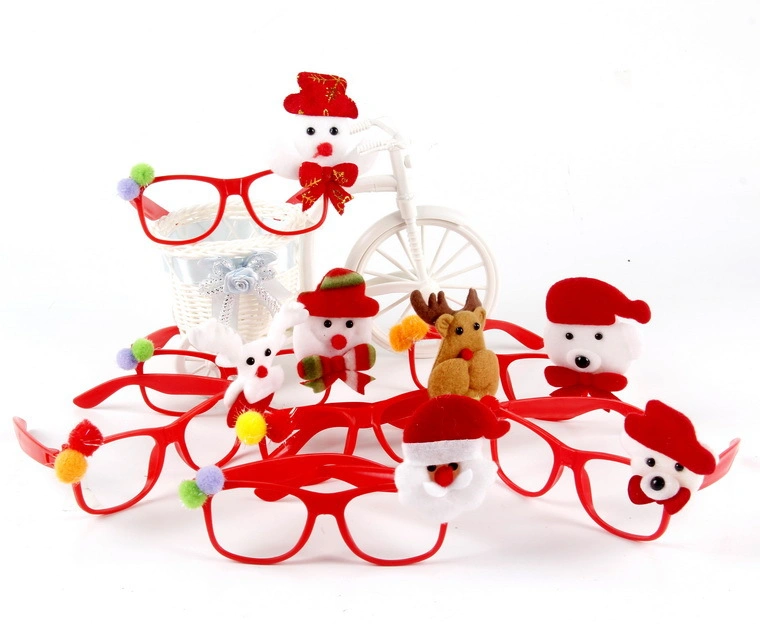 Wholesale Hot Sale Christmas Decorations Adult Kids Toys Santa Snowman Antler Glasses Christmas Decorated Glasses