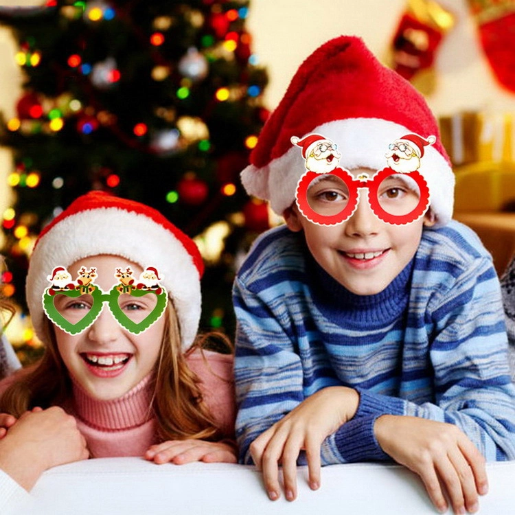 Wholesale Hot Sale Christmas Decorations Adult Kids Toys Santa Snowman Antler Glasses Christmas Decorated Glasses