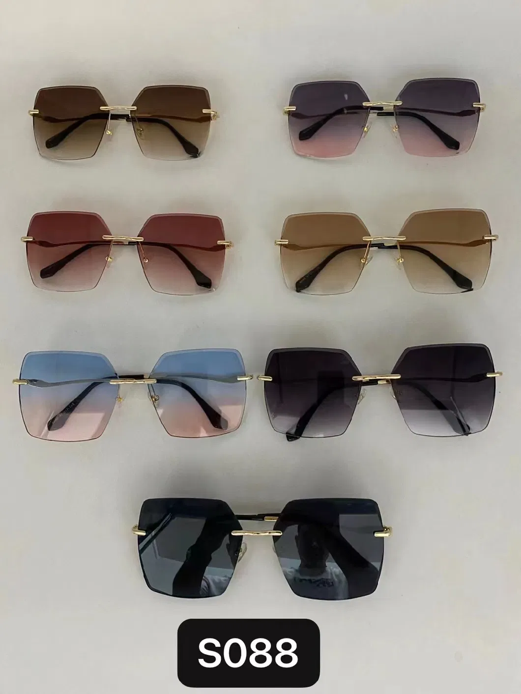 OEM De Luxe Rimless Rhinestone Popular Diamond Metal Men Women Sunglasses 2023