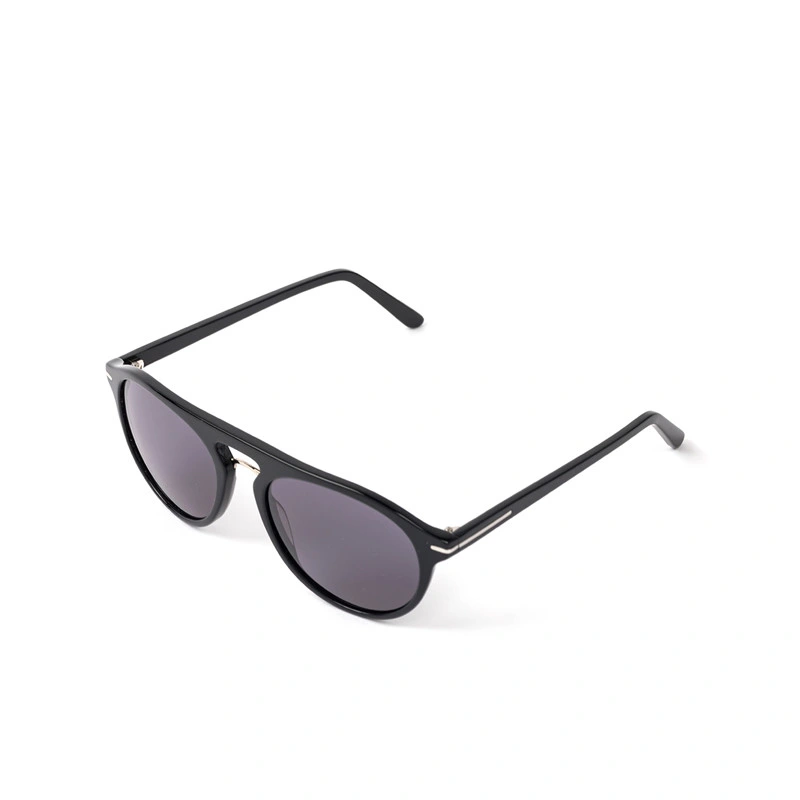 New Italy Design Black Round Shape Quality Acetate Handmade Sunglasses