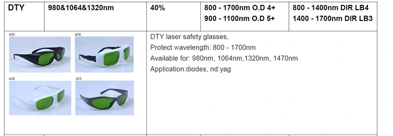 High Optical Density of Diode Laser and ND: YAG Laser Safety Goggles &amp; Laser Shielding Eyewear (800-1700nm)