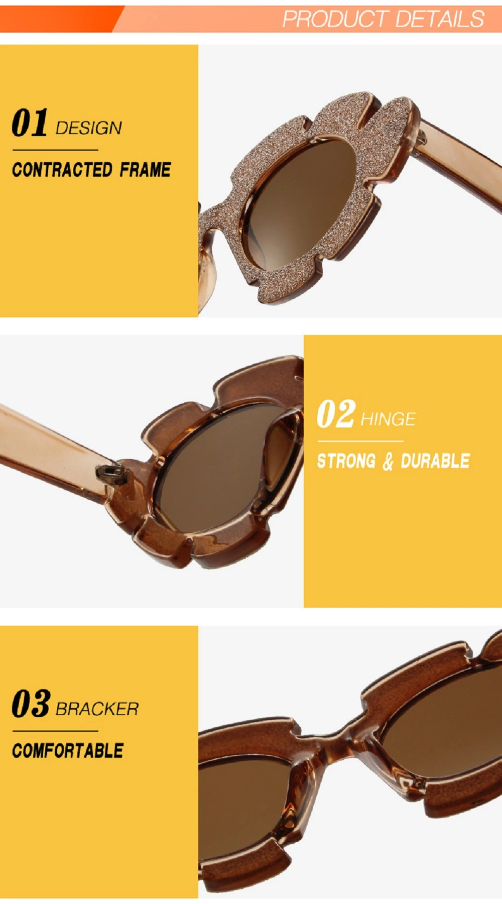 China Factory Wholesale Flower Cateye Sunglasses Hot Party High Quality Personalized Eyeglasses
