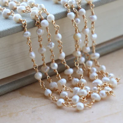 Copper Plated 14K Gold Chain Natural Pearl Eyewear Chain Garment Accessories DIY Materials