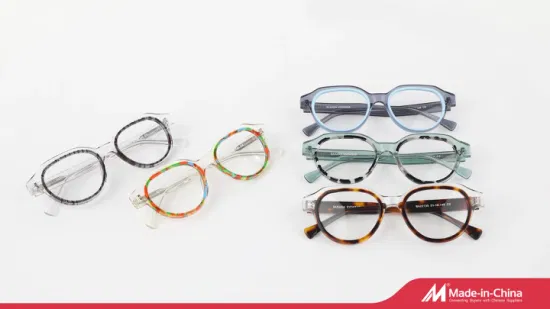 Unisex Round Vintage Lamination Acetate Eyeglasses Frames