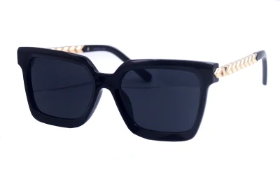 Square Metal Chain Temples Dark Lens Promotion Sunglasses